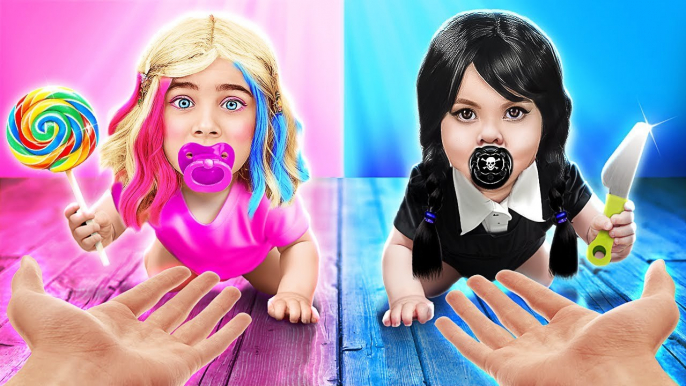 We Adopted Wednesday Addams || Good Vs Bad Parenting Hacks! Diy Ideas For Crafts By 123 Go!