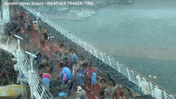 Passengers flee as Royal Caribbean cruise ship lashed by storm