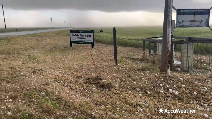 Baseball-sized hail crashes down in Wyoming