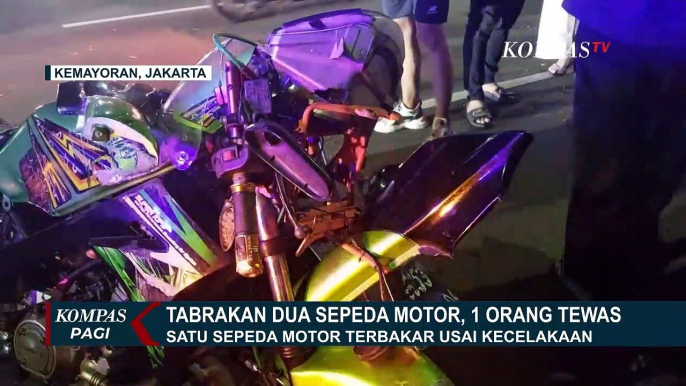 Tabrakan 2 Sepeda Motor di Kemayoran Akibatkan 1 Orang Tewas dan Kendaraan Terbakar