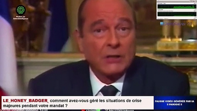 Pendant plusieurs jours, Emmanuel Macron mais aussi le général de Gaulle et Jacques Chirac ont répondu aux questions des internautes sur la plateforme Twitch:  Leurs voix et leurs mots étaient générés grâce à l'IA - VIDEO