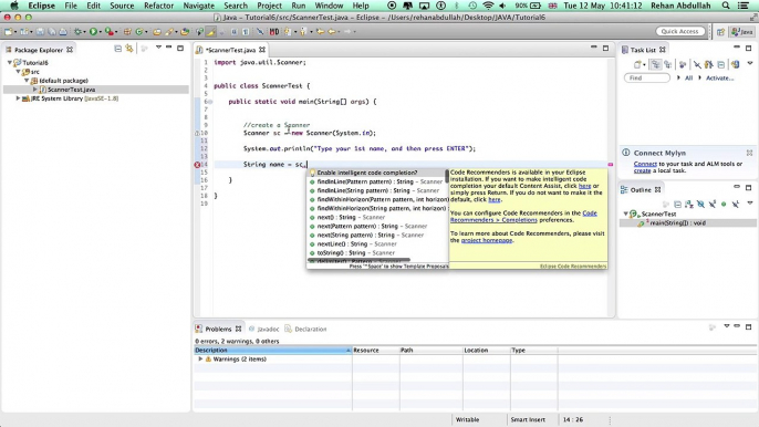 PROGRAMMING IN JAVA using Eclipse - Tutorial 6 | Scanner & User Input