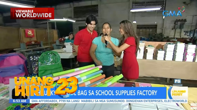 UH Lucky School Bag sa factory ng school supplies! | Unang Hirit