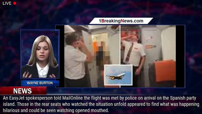 EasyJet passengers are led away by police after they're caught having sex