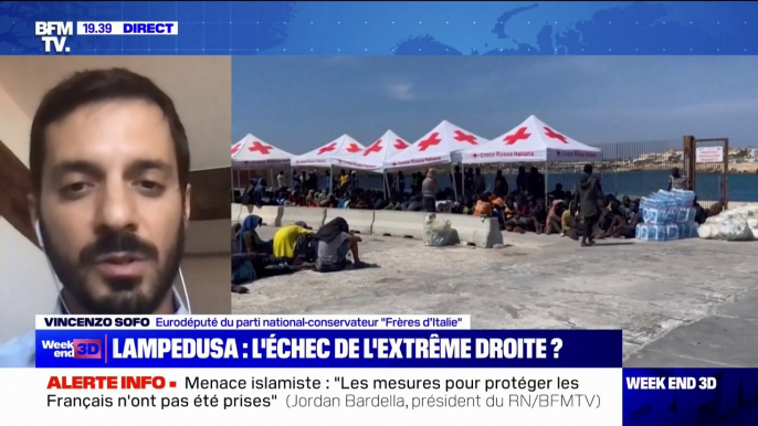 Lampedusa: "Je ne peux pas imaginer que mon pays puisse devenir le centre d'accueil de l'immigration massive pour toute l'Europe", affirme Vincenzo Sofo (eurodéputé "Fratelli d'Italia")