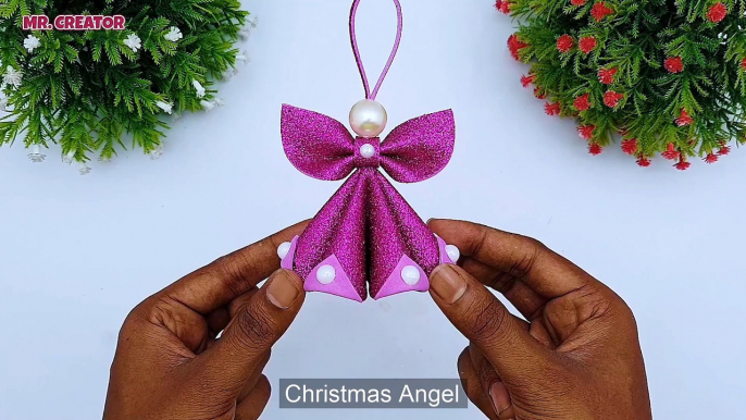Learn How To Make Foamiran Christmas Angel | DIY Christmas Tree Ornaments | Hanging Xmas Crafts
