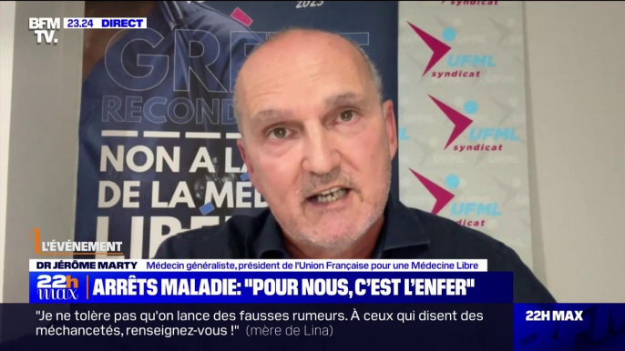 Arrêts maladie: "On est habitué à ce que, avant chaque discussion du projet de loi de financement de la sécurité sociale, on prépare les Français à des coupes drastiques", affirme le docteur Jérôme Marty