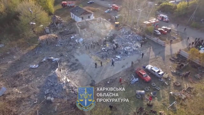 Drone video shows destruction after Ukraine officials say Russian strike on cafe kills dozens