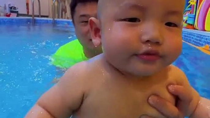 Little Babies Swimming In Pool | Little Baby Funny Reaction On Swimming | Babies Funny Moments #baby #babies #beautiful #cutebabies #fun #love