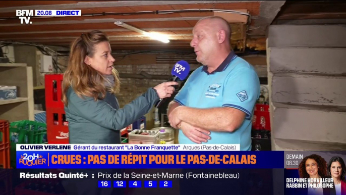 "Je n'ai jamais vécu ça": Olivier, restaurateur à Arques (Pas-de-Calais), a perdu du matériel et des denrées alimentaires à cause de l'inondation de sa cave provoquée par les crues