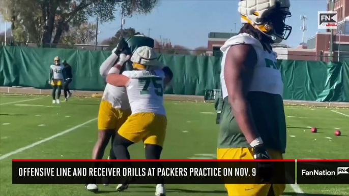 Offensive Line and Receiver Drills at Packers Practice on Nov. 9