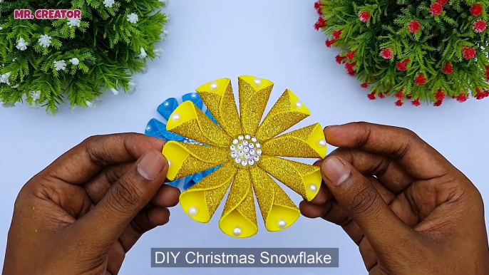 DIY Easy Christmas Decoration Ornaments | Homemade Christmas Snowflakes | Foamiran Christmas Crafts