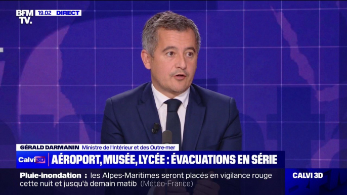 Fausses alertes: "Il y a eu 18 interpellations par les services de police depuis les 48 dernières heures, essentiellement des mineurs", indique Gérald Darmanin