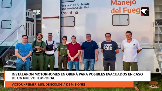 Oberá | Instalaron motorhomes para los posibles evacuados ante un posible nuevo temporal: cuentan con dormitorio, cocina comedor y un módulo sanitario móvil