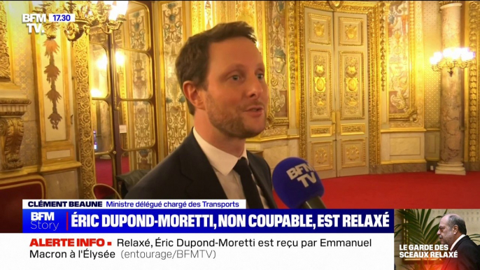 Relaxe d'Éric Dupond-Moretti: pour Clément Beaune (ministre délégué chargé des Transports), le garde des Sceaux "doit continuer" le travail à son poste