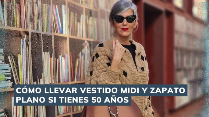 Cómo llevar vestido midi y zapato plano si tienes 50 años