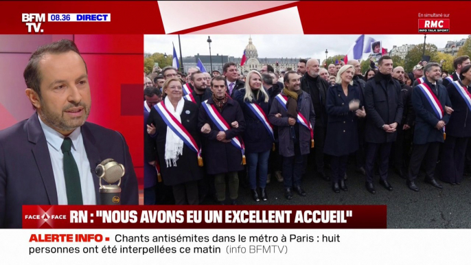 RN à la marche contre l'antisémitisme: "Le fait politique le plus important, c'est que Marine Le Pen ait rompu il y a près de15 ans avec Jean-Marie Le Pen sur cette cause-là", affirme Sébastien Chenu