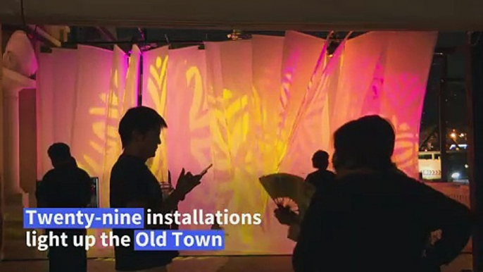 Illuminated art installations light up Bangkok's old town