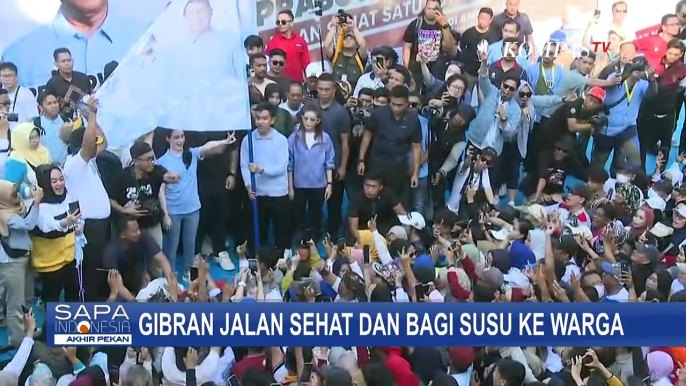 Ingatkan soal 'Stunting', Cawapres Gibran Rakabuming Raka Jalan Sehat dan Bagi-bagi Susu ke Warga!