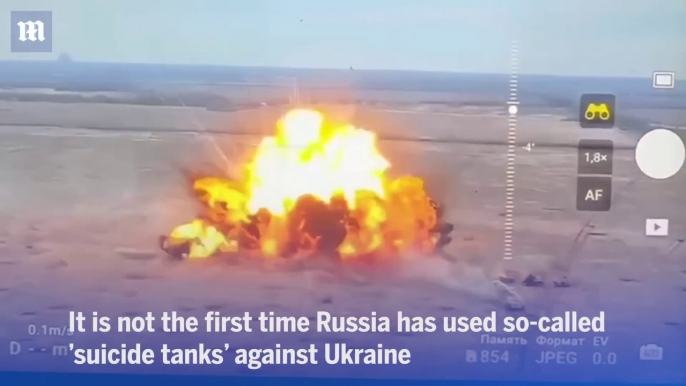 Russian troops try to drive tank loaded with two tons of TNT at Ukrainian lines