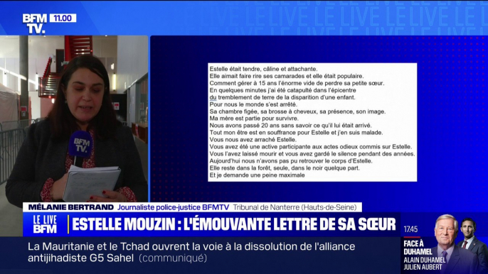 Procès de Monique Olivier: une lettre de la sœur d'Estelle Mouzin a été lue ce matin