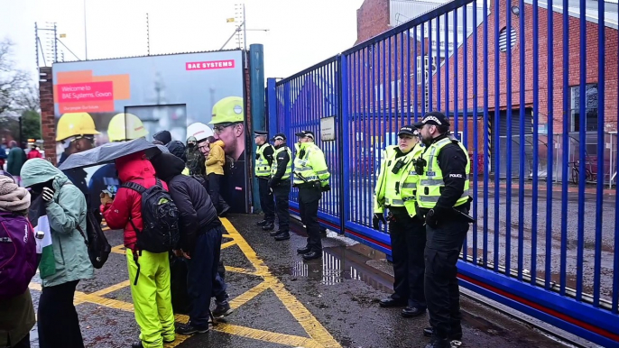 Protesters block BAE Systems shipyard in Glasgow