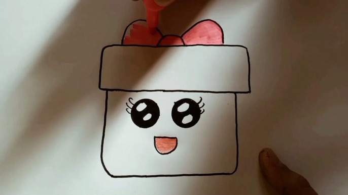 Drawing for children / drawing a cute gift / drawing an easy gift box / drawing a gift box for children / teaching drawing / رسم للاطفال/رسم هدية كيوت/رسم صندوق هدية سهل/رسم صندوق هدية للأطفال/تعليم الرسم/رسم سهل/رسومات سهلة drawing / easy drawings