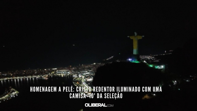 Homenagem a Pelé: Cristo Redentor iluminado com uma camisa '10' da Seleção