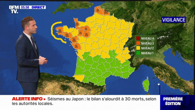 10 départements placés en vigilance orange pluies, un temps doux sur l'ensemble du pays... la météo de ce mardi 2 janvier