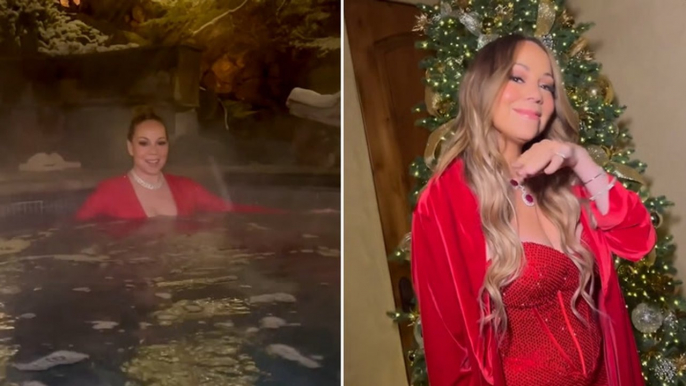 Mariah Carey celebrates New Year wearing sparkling red gown in hot tub