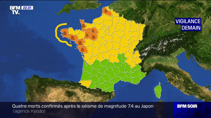 Neuf départements seront placés, dès minuit, en vigilance orange pour pluies, inondations et crues