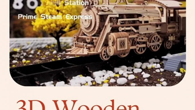 Train Model 3D Wooden Puzzle Toy Assembly Locomotive Model Building Kits for Children Kids Birthday Christmas Gift