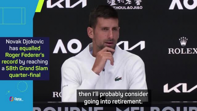 Djokovic reveals retirement plans after equalling Federer record