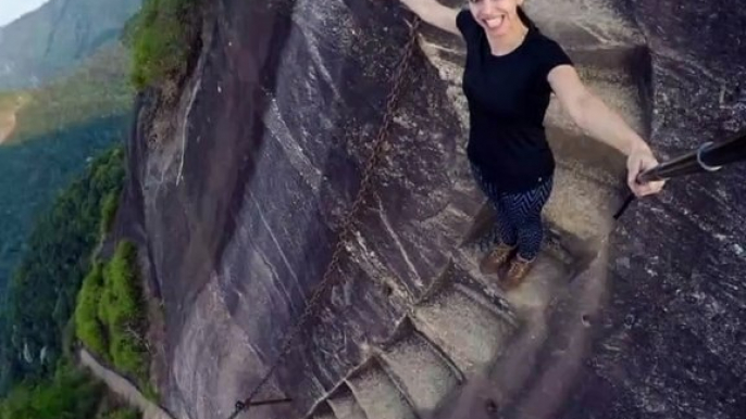 Staircase at Rio De Janeiro in Brazil - Staircase- Dangerous hill Staircase - Dangerous staircase-Dangerous adventure