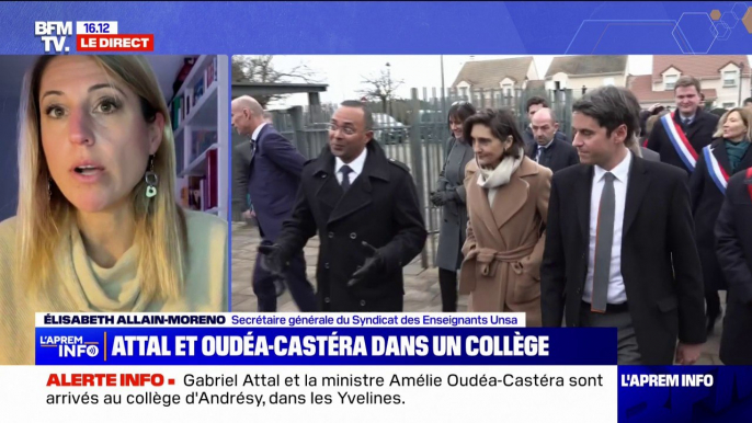 "C'est important que [Gabriel Attal] soit le garant de l'école, mais il ne doit pas en être le pilote": Élisabeth Allain-Moreno du Syndicat des Enseignants Unsa, réagit aux déclarations du Premier ministre sur l'école