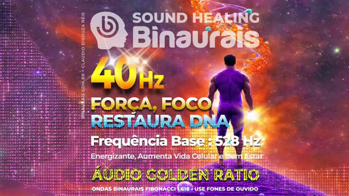 Ondas Binaurais 40 Hz Inteligência, Foco e Memória + 528 Hz Repara DNA e Renova Energias