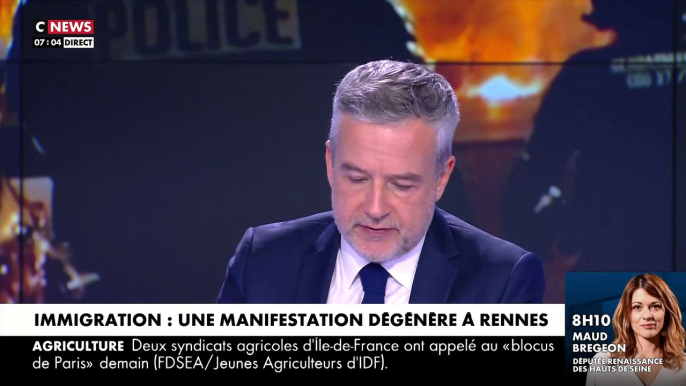 Loi Immigration:  A Rennes, des dizaines de personnes cagoulées et masquées ont saccagé cette nuit plusieurs magasins dans le centre-ville, mettant le feu à une agence bancaire