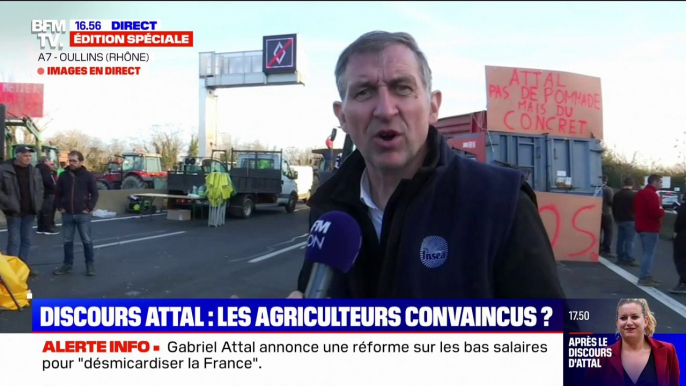 Déclarations de Gabriel Attal sur l'agriculture: "Je ne suis pas sûr que ça suffise pour lever le camp", affirme Michel Joux (président de la FRSEA Auvergne-Rhône-Alpes)