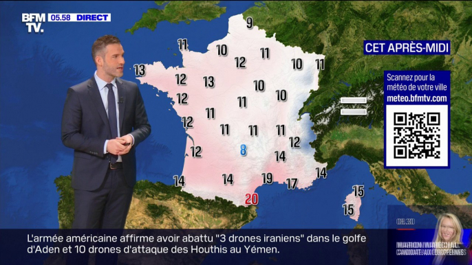 Le retour de la pluie sur l'Hexagone, avec des températures comprises entre 9°C à 20°C... La météo de ce jeudi 1er février