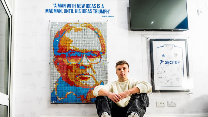 Bielsa Portrait in Rubiks cubes: Artist Oliver Burns