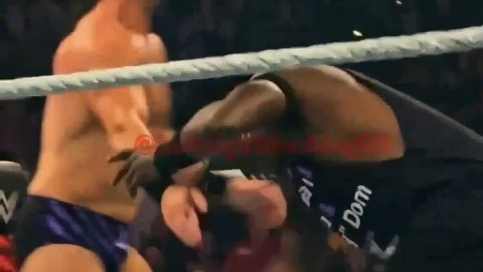 R-Truth hits JD McDonagh with his hero John cena Attitude Adjustment on WWE Raw (February 12 2024)