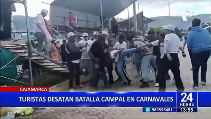 Cajamarca: Turistas desatan batalla campal en carnavales