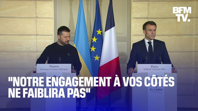 "Notre engagement à vos côtés ne faiblira pas": les allocutions d'Emmanuel Macron et Volodymyr Zelensky après leur rencontre à l'Élysée en intégralité