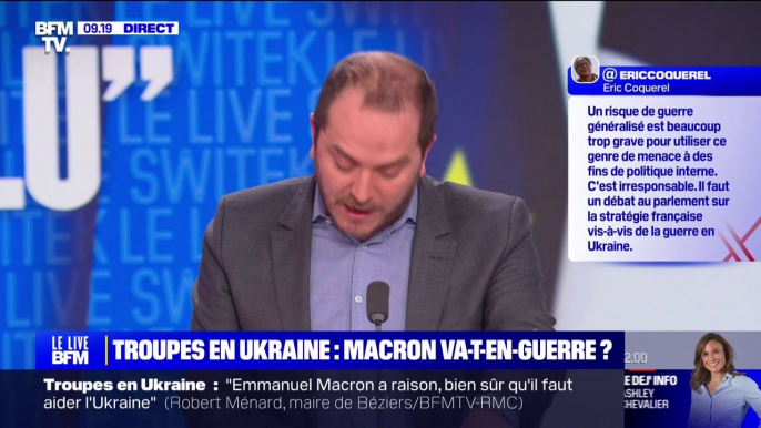 Les personnalités politiques réagissent aux propos d'Emmanuel Macron qui "n'exclut pas" l'envoi de troupes en Ukraine