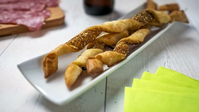 Puff Pastry Twists - Italian Breadsticks - 30 minutes Italian recipe