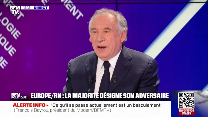 Élections européennes: "La seule option si nous voulons survivre et trouver de l'avenir, c'est de bâtir une Union européenne solidaire", assure François Bayrou