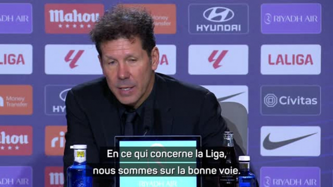 Atlético - Simeone : "En ce qui concerne la Liga, nous sommes sur la bonne voie"