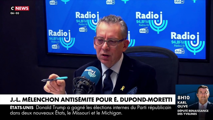 Eric Dupond-Moretti affirme sur Radio J que Jean-Luc Mélenchon est antisémite