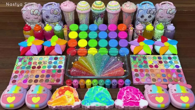 RAINBOW Slime I Mixing random into Glitter Piping Bags I Satisfying Slime #651