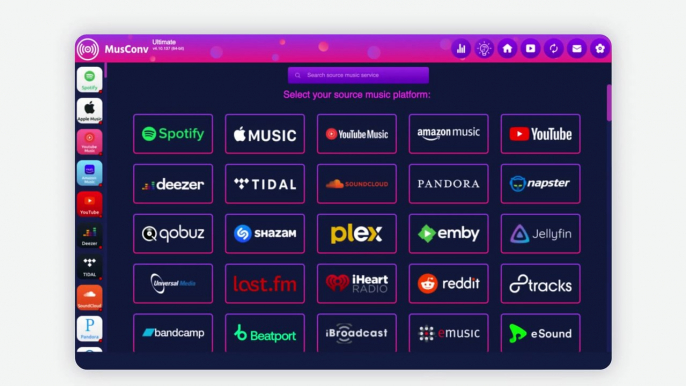 MusConv - transfer playlists between Spotify, Apple Music and 125+ music services